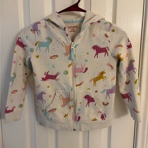Cat & Jack Cream Unicorn Zip-up Sweatshirt Hoodie Cardigan Size Small (6/6X)